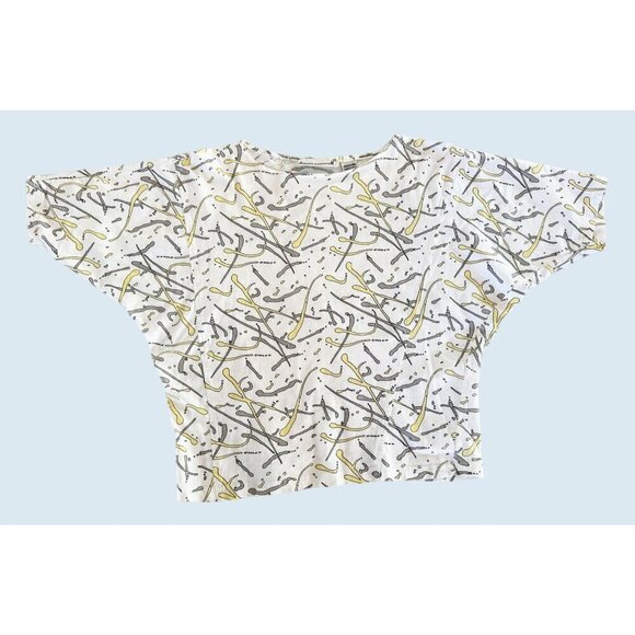 Vintage JASON MAXWELL 80s / 90s  Printed Cropped Shirt Top Sz S - Picture 3 of 8